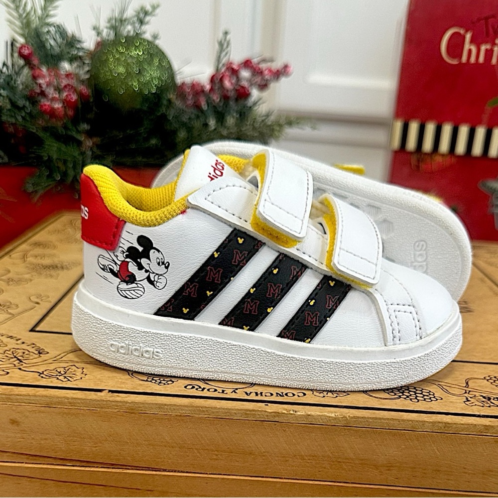 Adidas Kids White and Yellow Mickey Mouse Sneakers - Picture 3 of 16